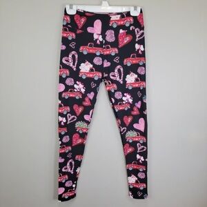 P&S Designs Valentine Red Truck Polyester Spandex Ankle Leggings OS Fits All